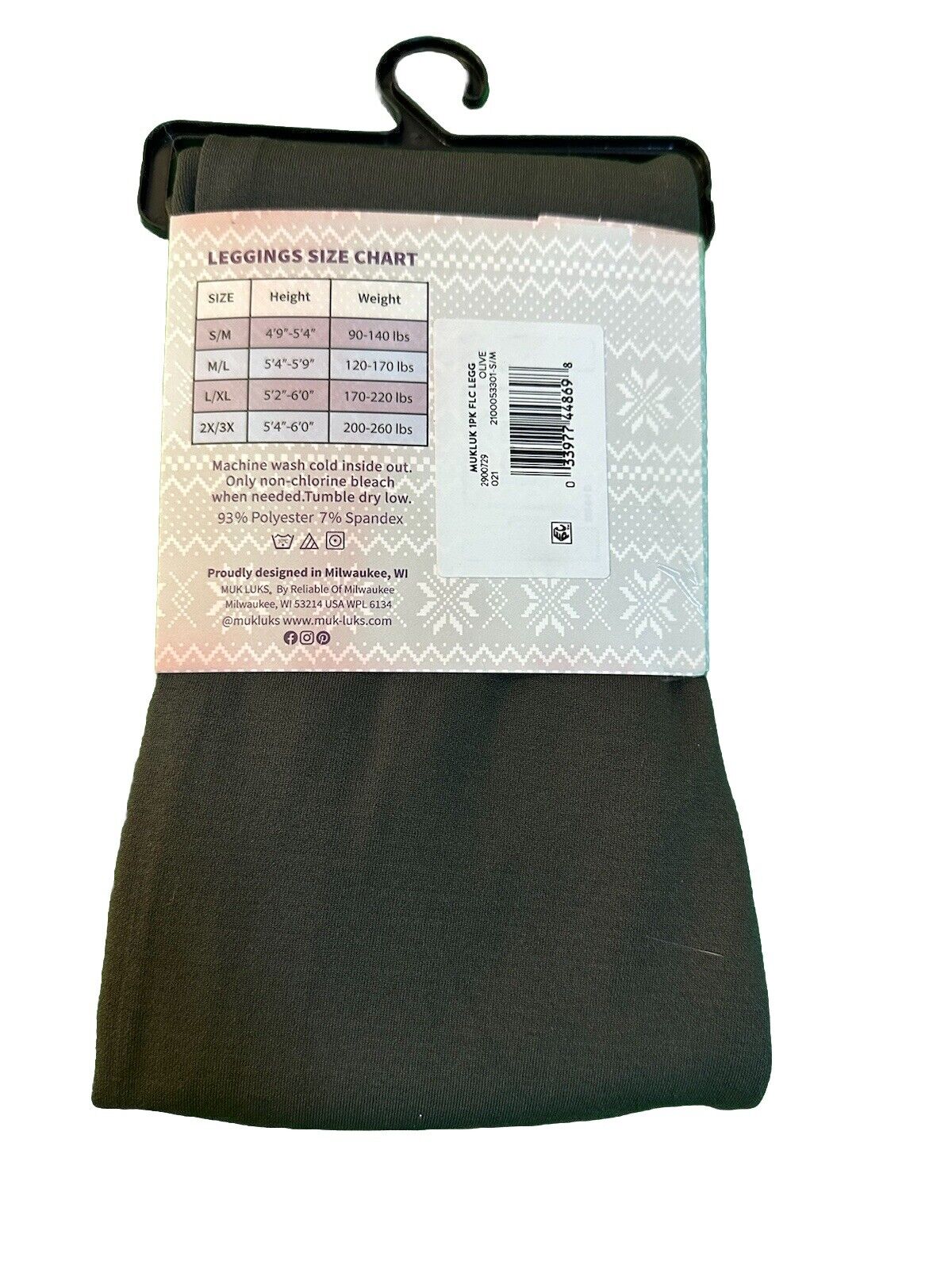 Muk Luks Fleece Lined Leggings Olive Green Size S/M