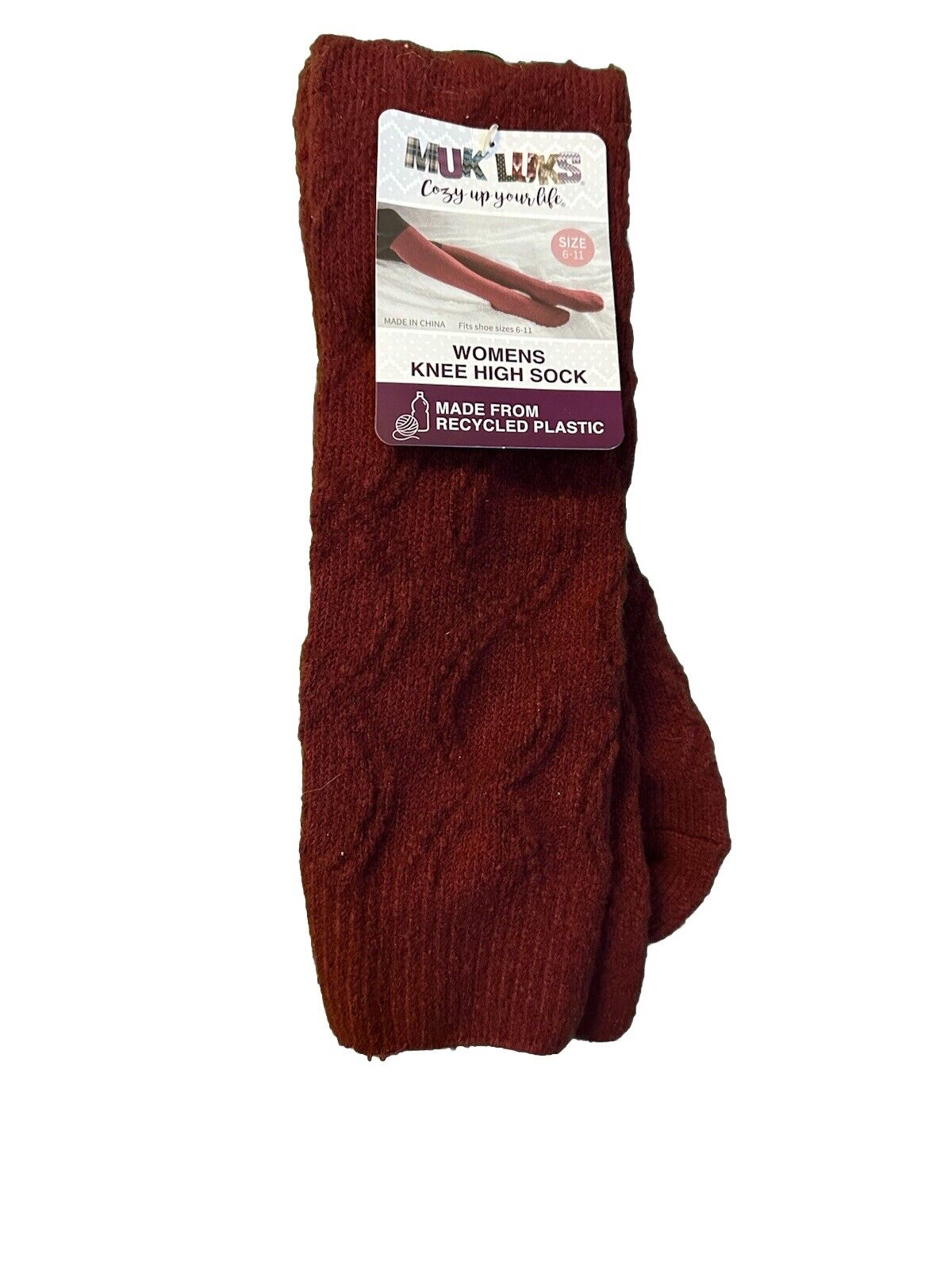 MUK LUKS Women’s Knee High Socks Sizes 6-11 Polyester • Dark Red