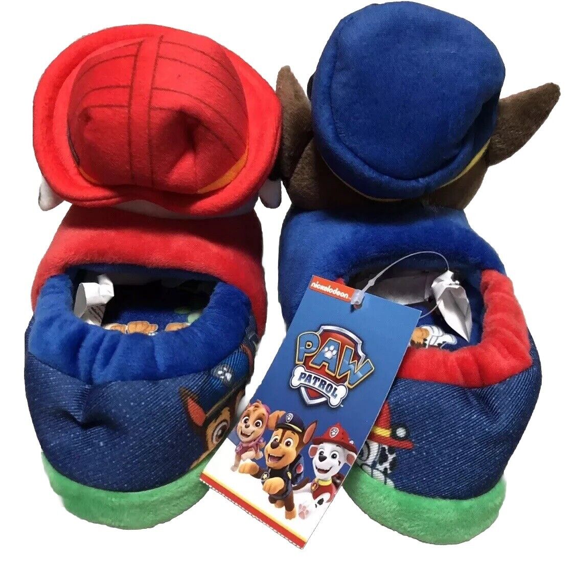 PAW Patrol MARSHALL & CHASE 3D Plush Slip-on Slippers Toddler Boys Size 7/8 NWT