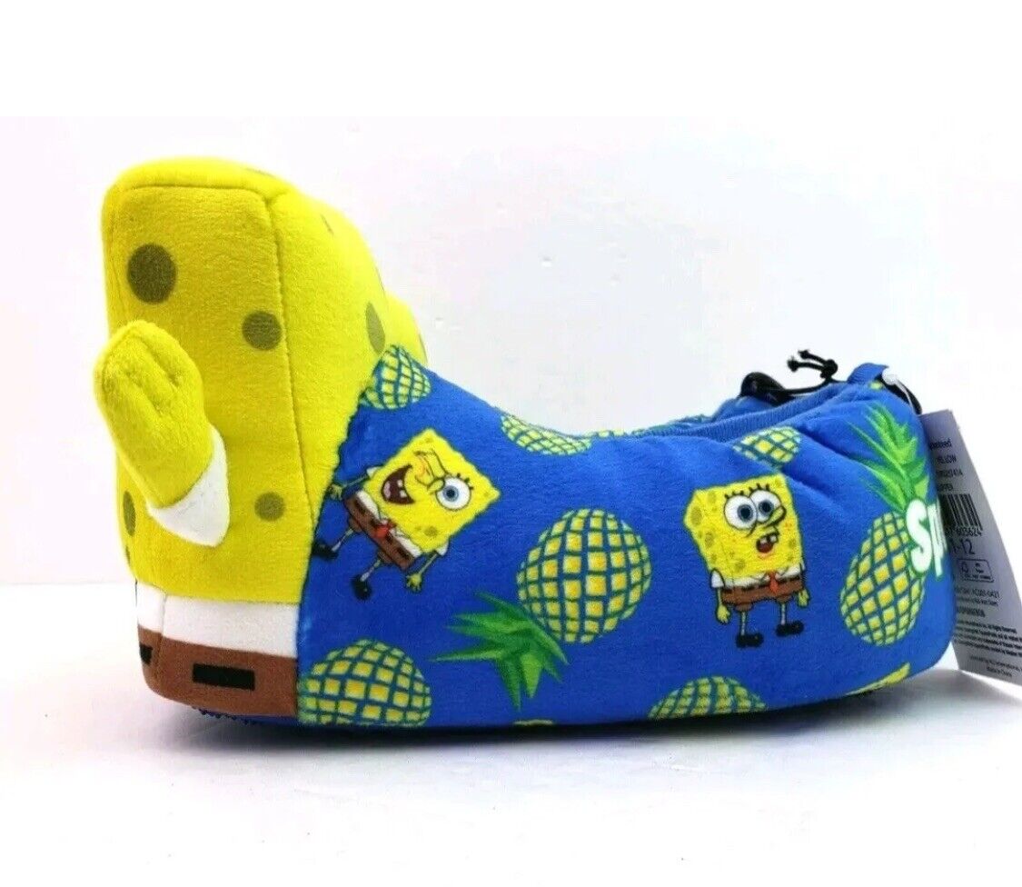 SpongeBob SquarePants Youth Slippers Size 2-3 Soft Plush Novelty Pineapples NWT