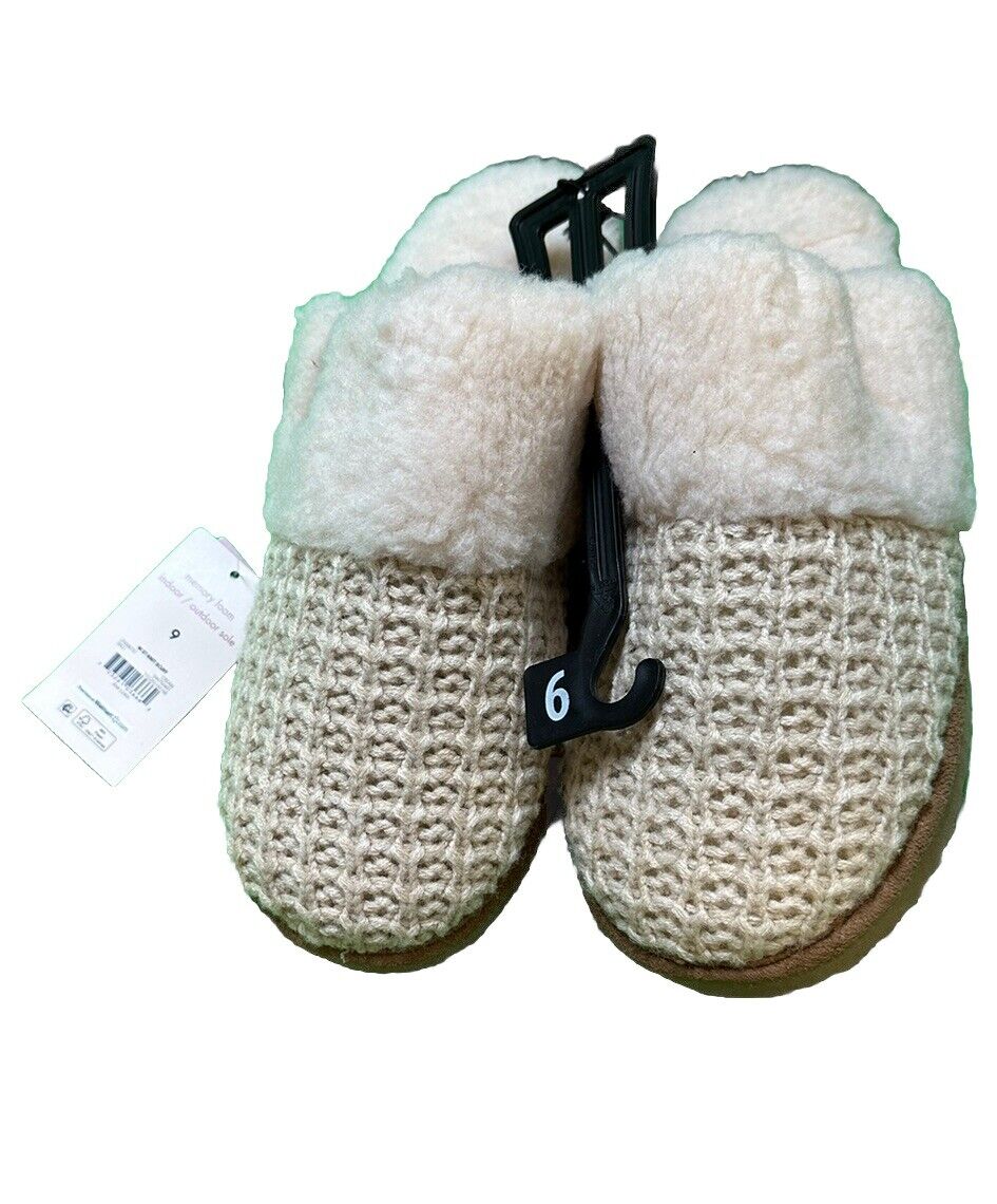 Secret Treasures Women's 9 Knit Scuff Cream Slippers NWT
