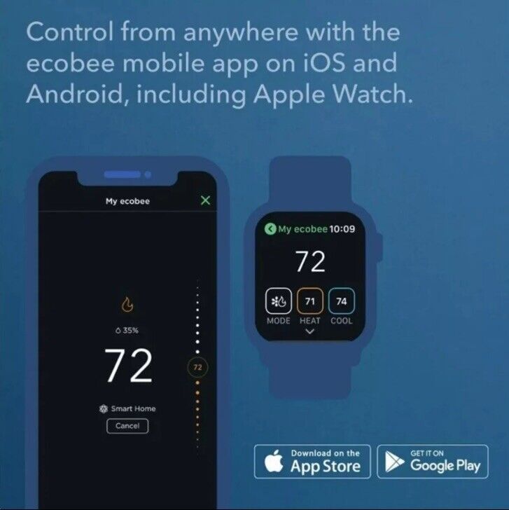 Ecobee Smart Thermostat with Voice Control & Smart Sensor EB-STATE5-01 - New