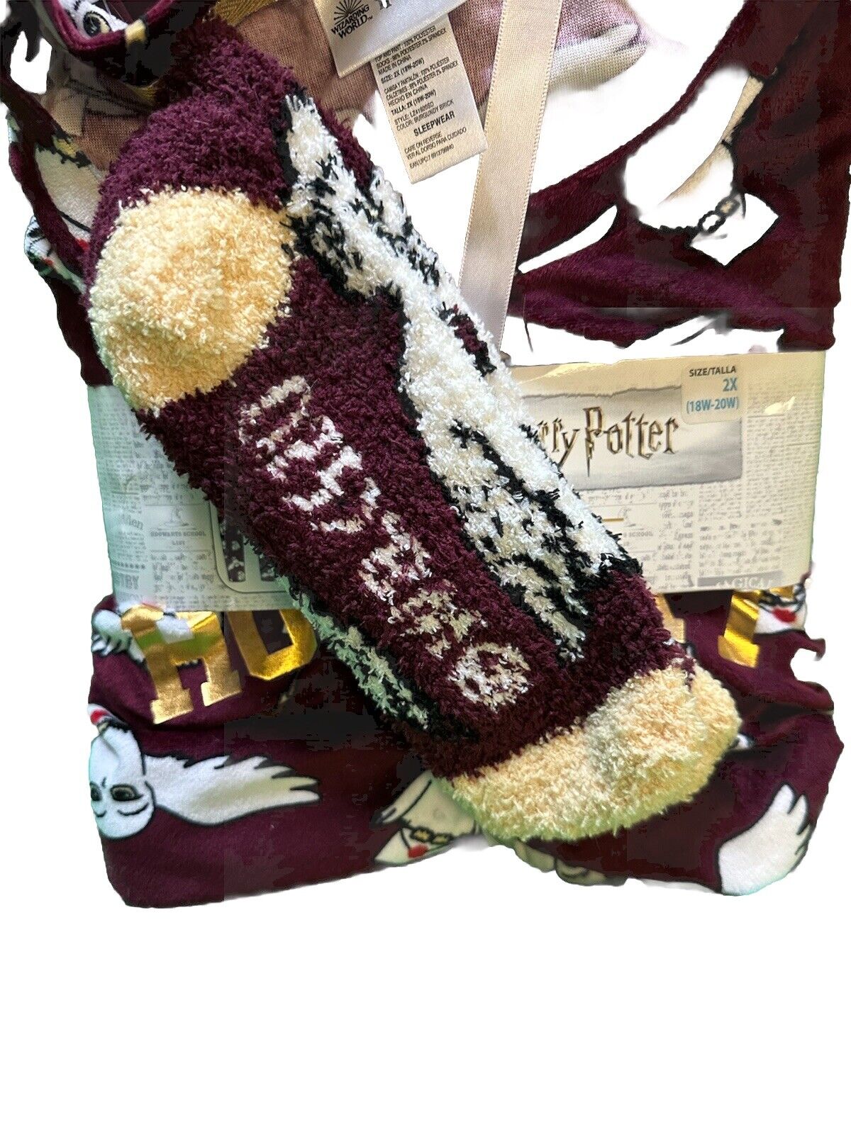 Harry Potter 3pc Velour Pajama Set Womens Hogwarts Hedwig Owl Size 2X