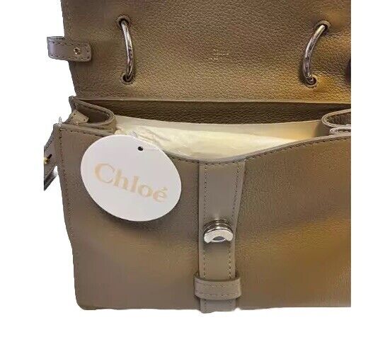 Chloé Medium Aby Day Shoulder Bag in Grained Shiny Pebbled Calfskin Motty Grey