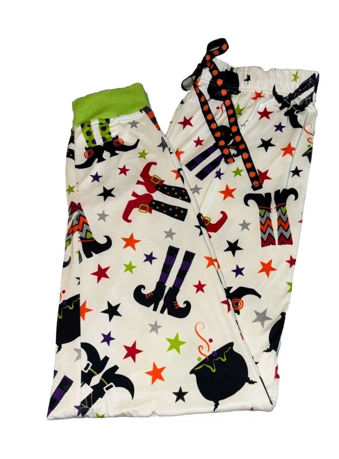Women's Halloween Jogger Pajama Pants White Witch Boots NWT Size XS/XCH 0-2