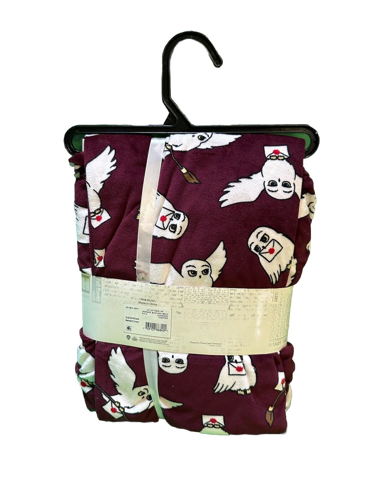 Harry Potter 3pc Velour Pajama Set Womens Hogwarts Hedwig Owl Size 2X