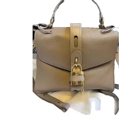 Chloé Medium Aby Day Shoulder Bag in Grained Shiny Pebbled Calfskin Motty Grey
