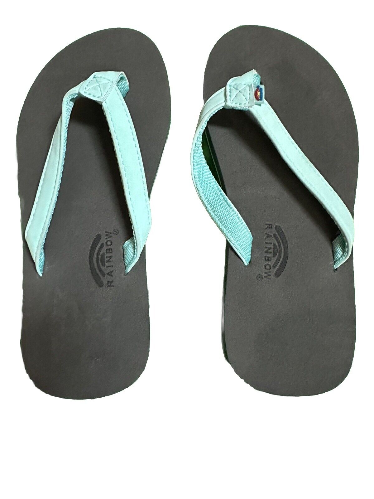 Rainbow Sandals Kids 4 Flip Flop Aqua Blue Grey Thong Flat Shoes Grombow 13/1