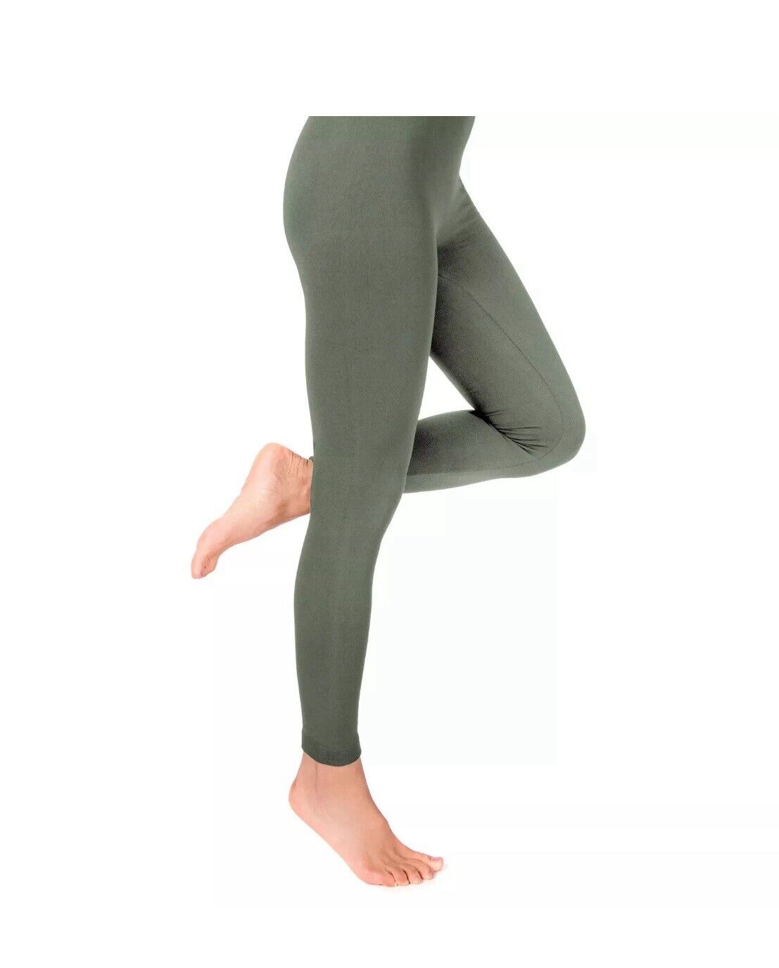 Muk Luks Fleece Lined Leggings Olive Green Size S/M
