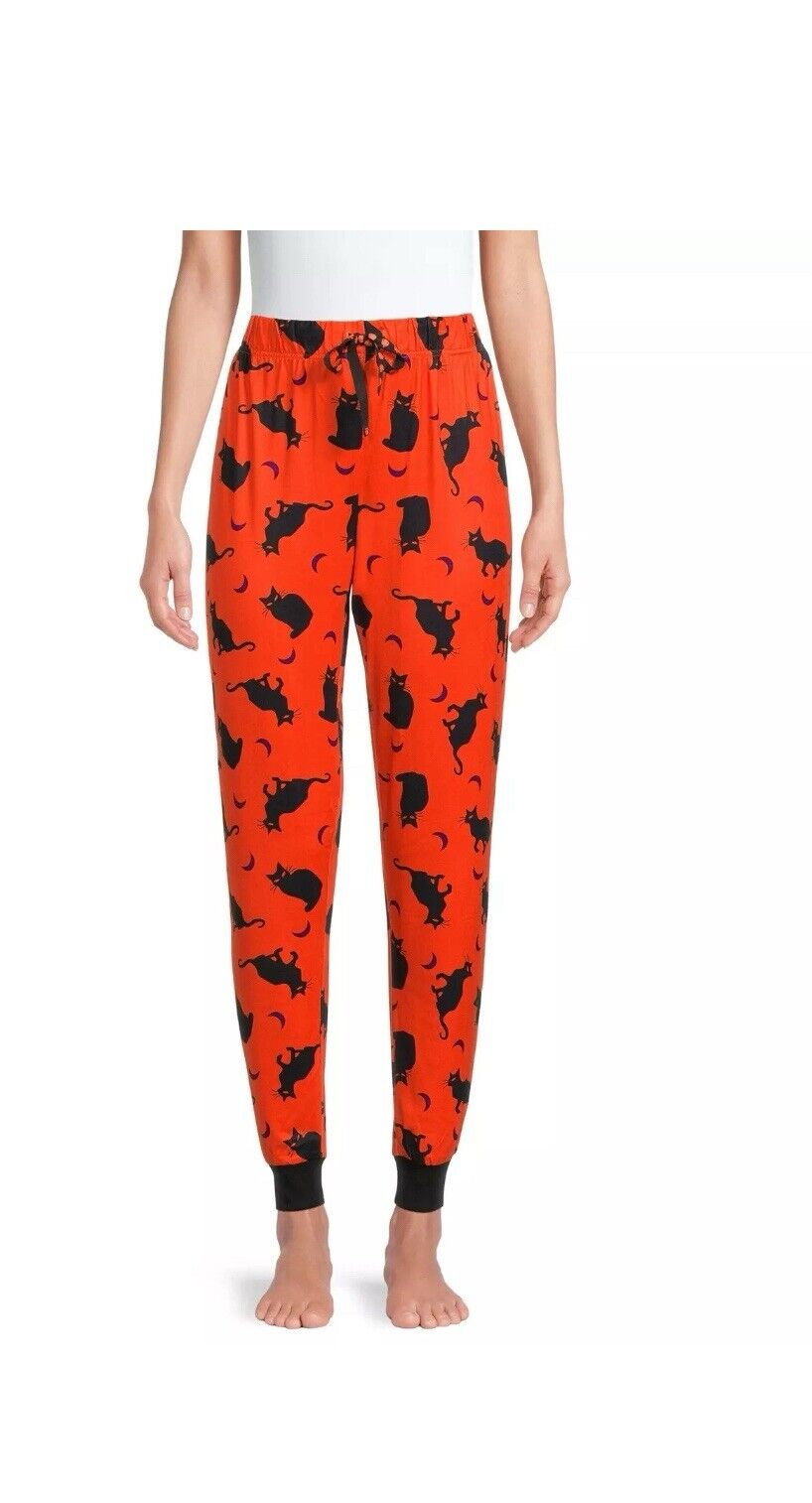 Women's Cat & Moon Halloween Jogger Pajama Pants Size 3X 22-24 NWT