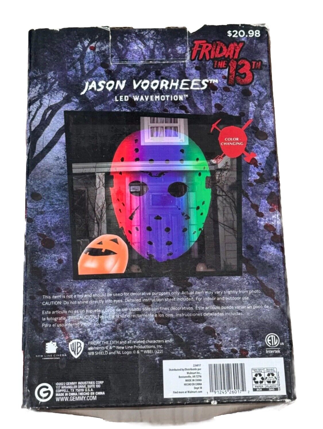 GEMMY Jason Voorhees Mask Friday The 13th LED WAVEMOTION Projector Halloween NEW