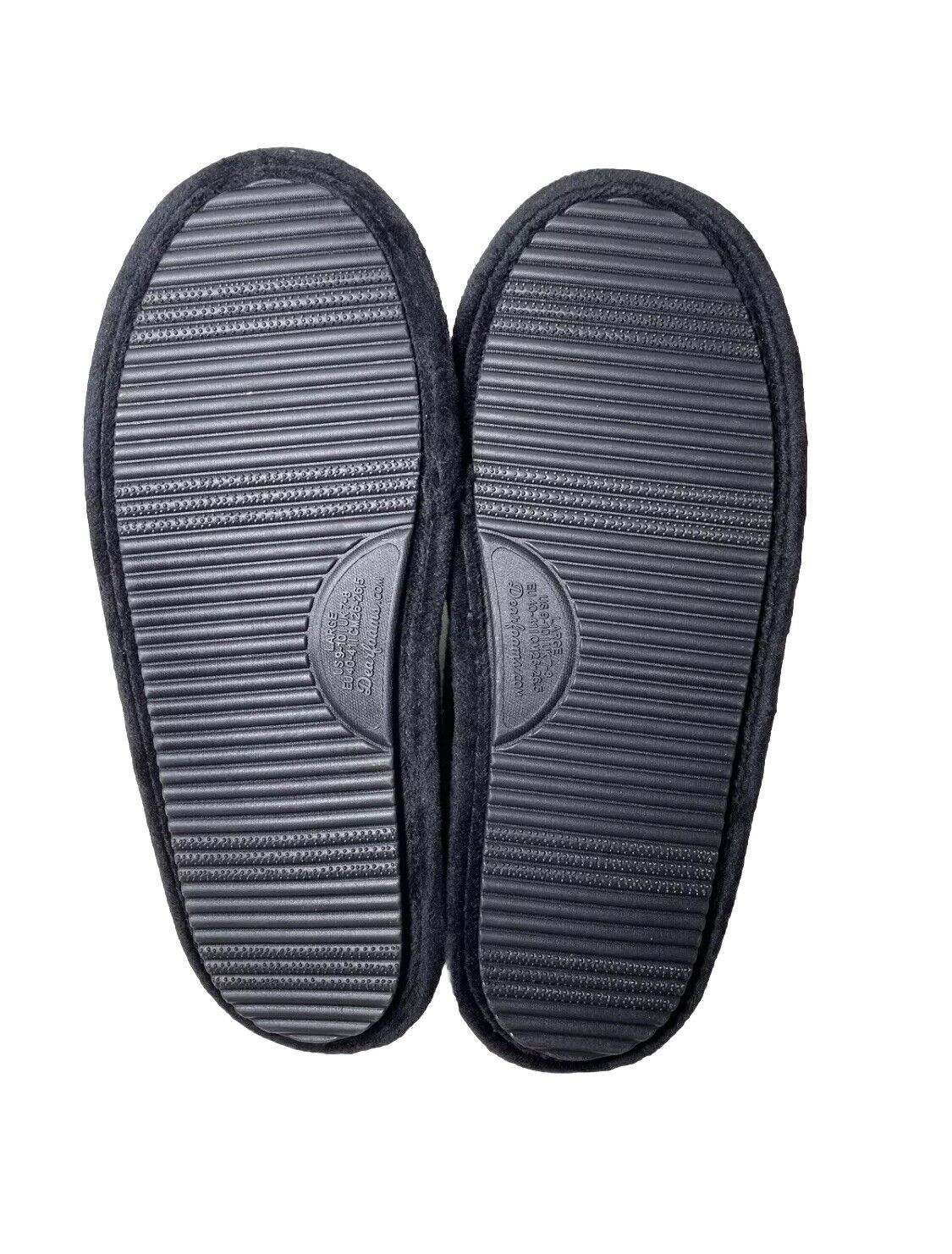 Dearfoams Black Slip On Slippers US Size Large 9 to 10 Gel Infused Memory Foam