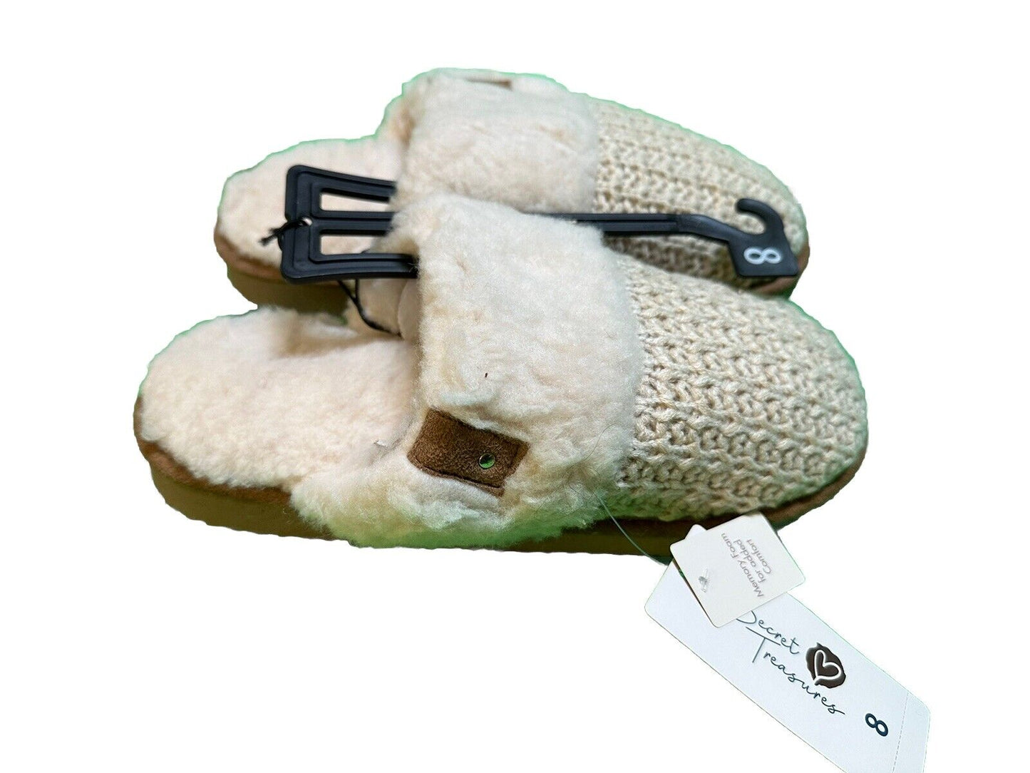 Secret Treasures Women's 8 Knit Scuff Cream Slippers NWT