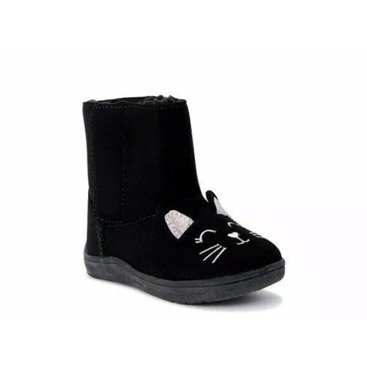 Wonder Nation Toddler Girl 7 Black Cat Faux Shearling Winter Boot New