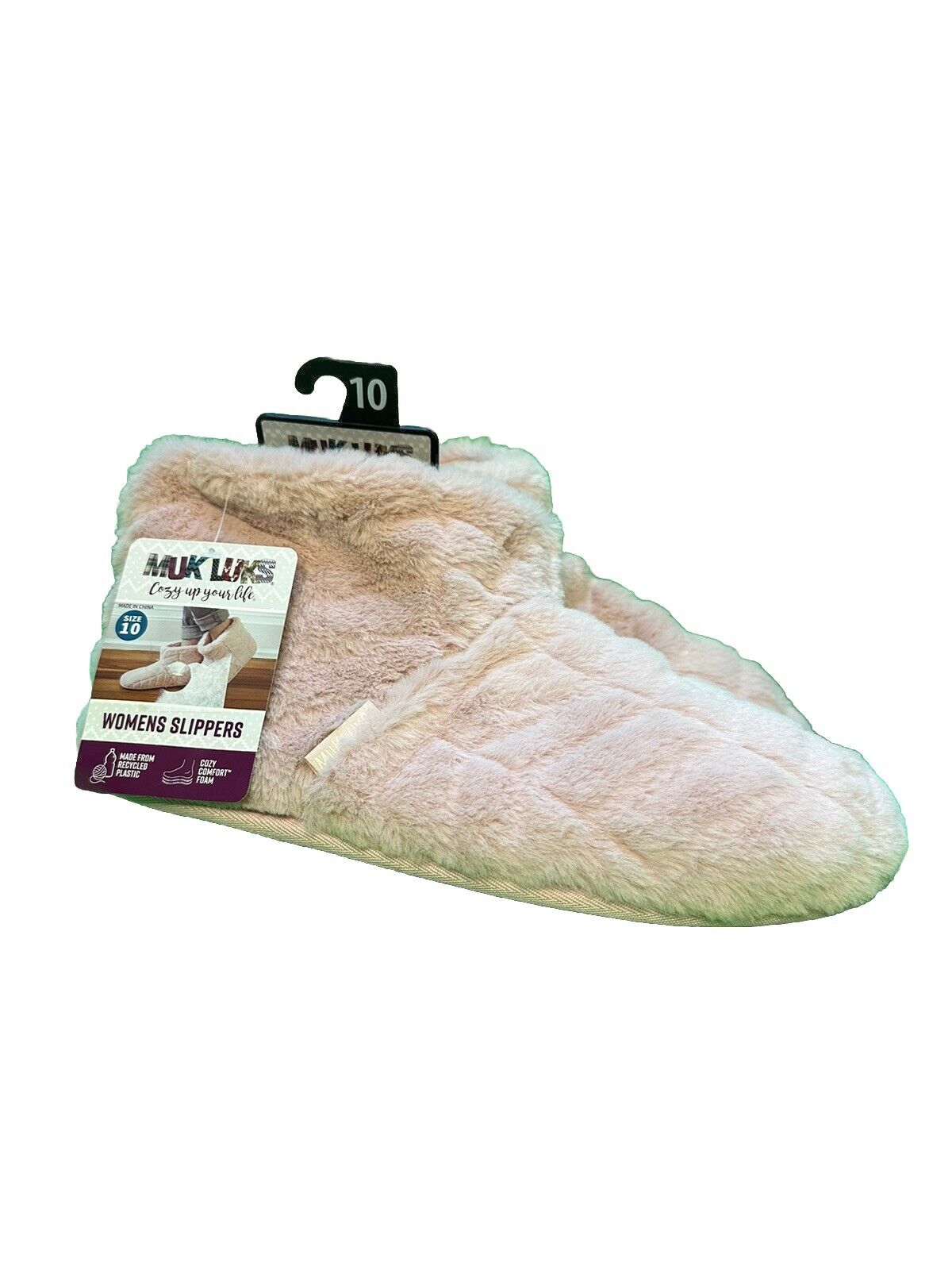 Muk Luks Women's Chevron Cozy Bootie Slipper Blush Color Size 10 New with Tags