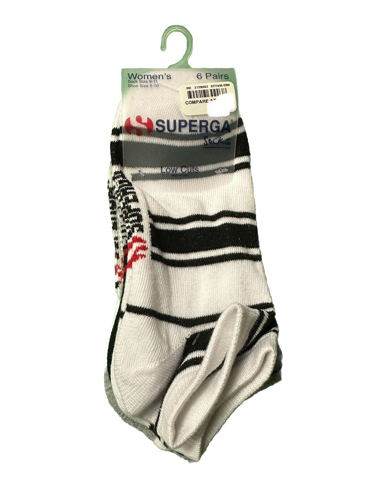Superga Socks Women's Low Cuts~ 6 Pairs Pack~Size 9-11~New~Free Shipping