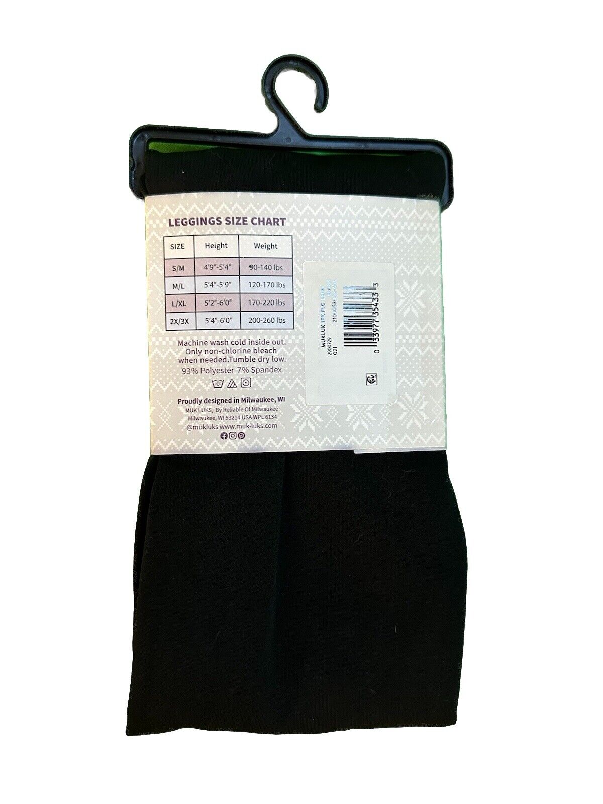 Women’s Muk Luks Fleece Lined Leggings Black Solid M/L