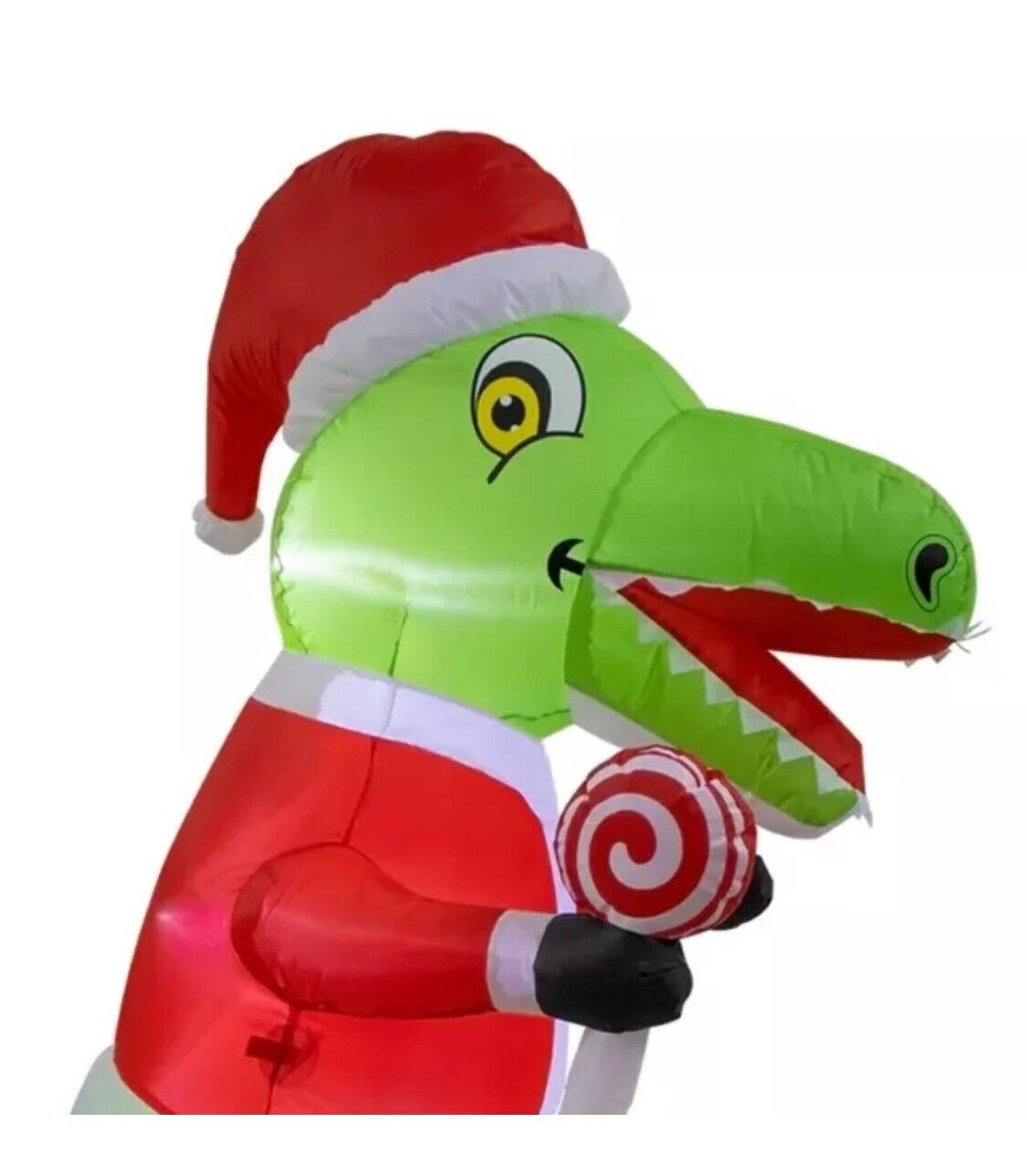 Santa Dinosaur T-Rex Inflatable Gemmy Christmas Decoration Airblown 6ft Tall Big