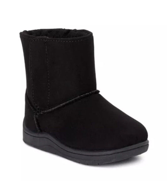 Wonder Nation Girls 6 Black Faux Suede Boots Infant Easy On Off Non Marking