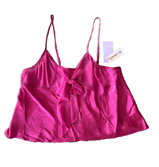 Joyspun Womens Pink Satin Pajamas 2pcs Pajama Set w/ Sexy Cami Shorts Set XL