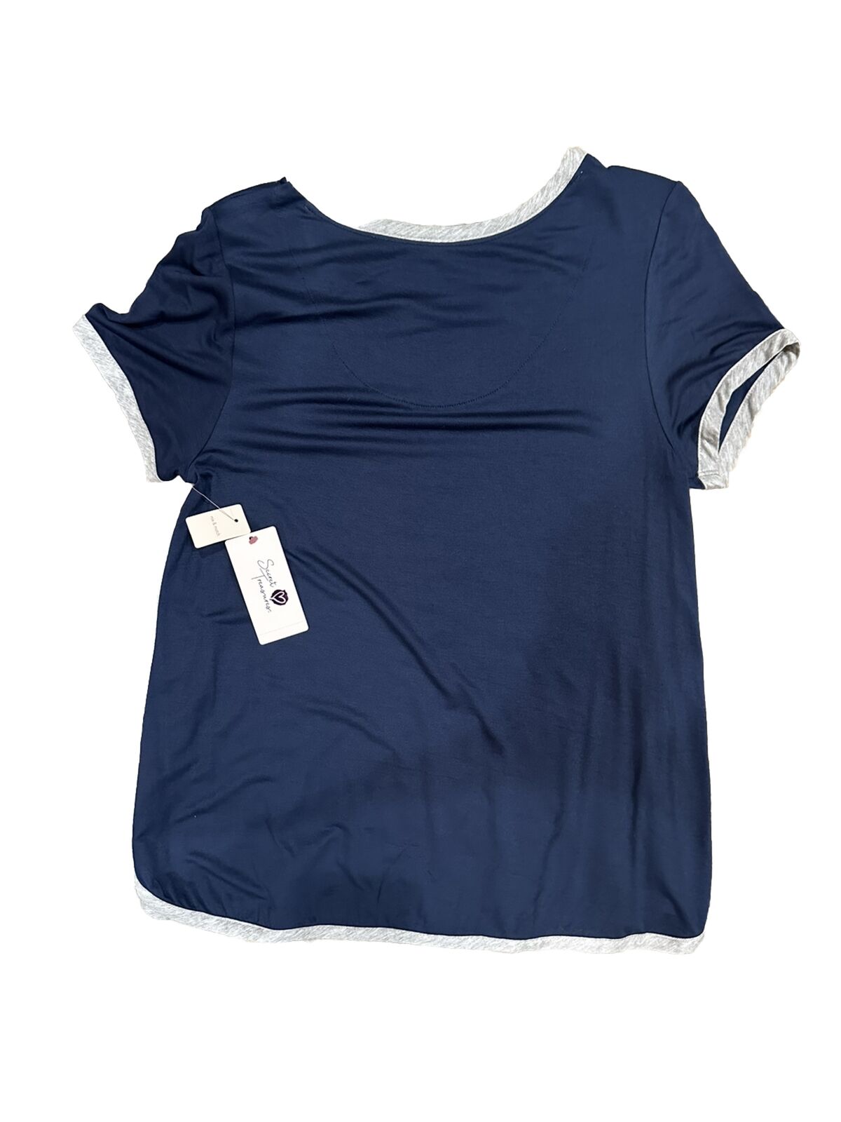 Secret Treasures Cropped Mid Rise Relaxed Fit Pullover SS Blue Cove S (4-6)